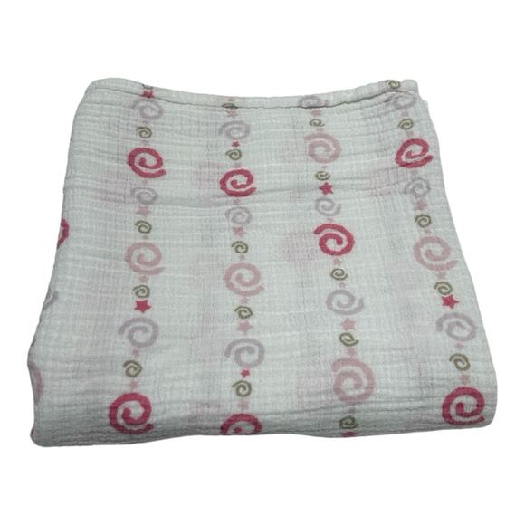 Aden + Anais Pink Purple Stars Swirls Cotton Muslin Swaddle Baby Blanket - Picture 1 of 4